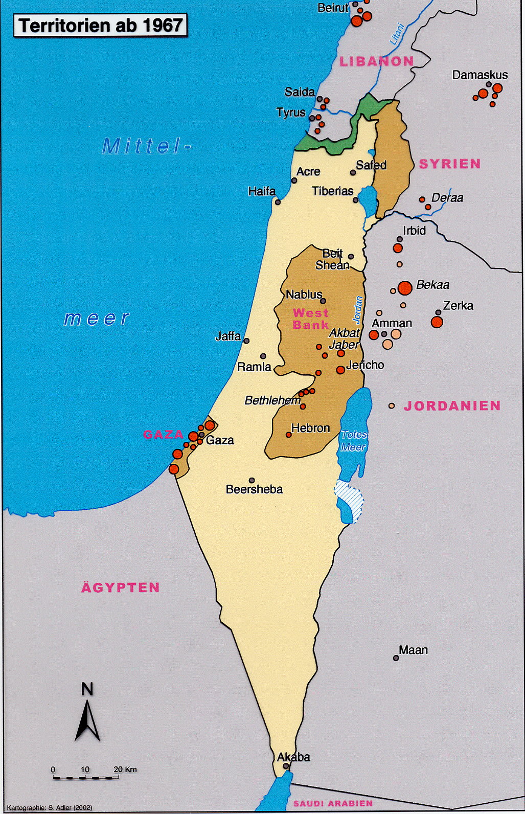 Landkarte Von Israel Und Palästina